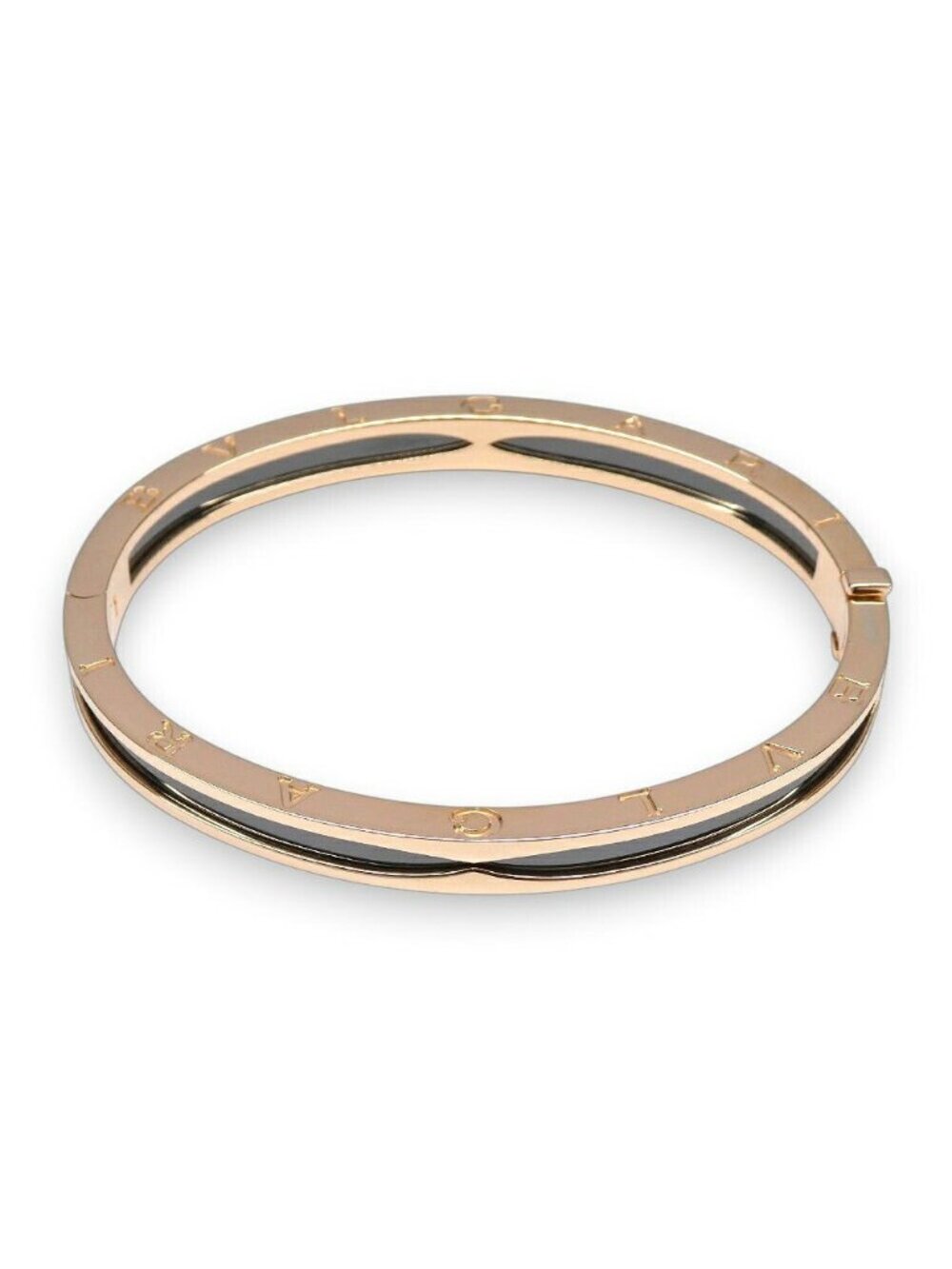 Bvlgari B.zero1 Bangle S Pink Gold Black Ceramic Bracelet